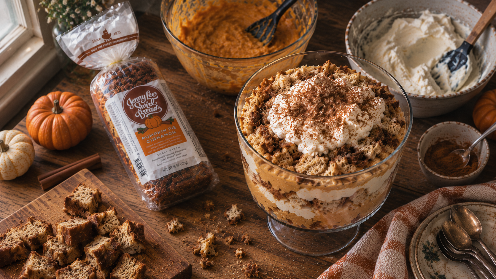 Pumpkin Pie Swirl Bread Trifle